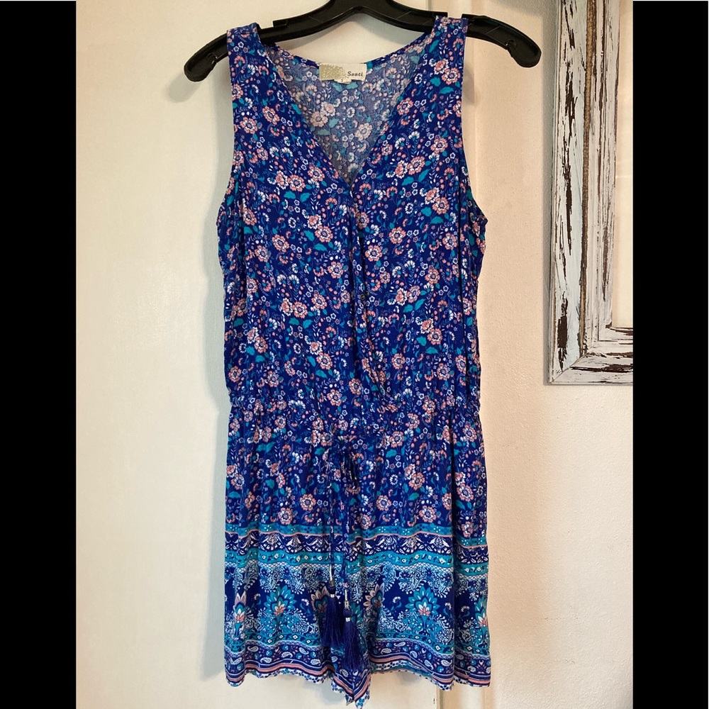 Sauci Floral Sleeveless Drawstring Shorts Jumpsuit Sz S